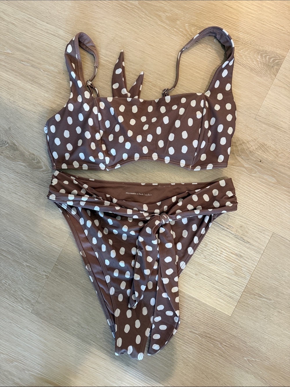 Abercrombie Brown Polka Dot Swim Set - Size Large